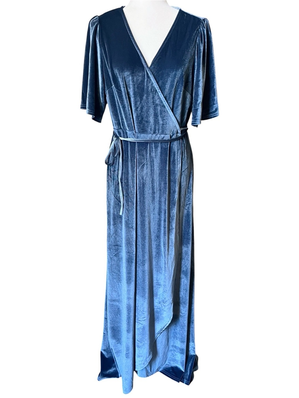 Baltic Born Katelyn Velvet Wrap Blue Maxi Dress Size 1XL NWT